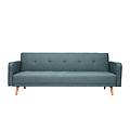 divano letto scandinavo 3 posti in tessuto grigio verde e legno chiaro ulla