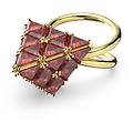 anello cocktail curiosa taglio triangolo rosso placcato color oro 60