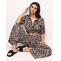 pantalone lungo a palazzo con stampa animalier marianna / stampato / l stampato