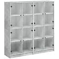 - libreria ante grigio cemento 136x37x142 cm in legno multistrato