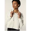 felpa corta oversize con zip e cappuccio decorato da ricamo gardenia donna large
