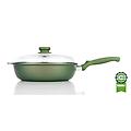 padella alta dr. green in alluminio pressofuso con coperchio e un manico in bakelite diam. 28cm