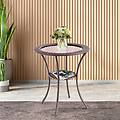 tavolo in rattan con superficie in vetro temperato ripiano tavolo rotondo resistente alle intemperie
