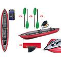 canoa gonfiabile solar rossa con pinna 045383-r (5c/11c) + 2 pagaie touring-2 div. in 2 parti +