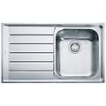lavello integrato 1 vasca con gocciolatoio a sinistra neptune l 86 x l 51 cm argento