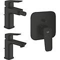 cubeo set 3 miscelatori rubinetto per lavabo bidet e doccia nero opaco