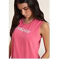 canotta in jersey con logo e scritta "mood up" pink lemonade donna small
