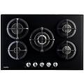 pc5g75v piano cottura a gas 5 fuochi 75cm vetro nero