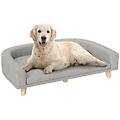 - divano per cani di taglia grande con cuscino sfoderabile in poliestere e legno 98x67x25 cm grigio