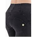 jeggings push up wr. up 7/8 superskinny vita alta con zip jeans nero-cuciture in tono donna xxs