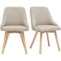 sedie scandinave in tessuto ciniglia beige e legno chiaro (set di 2) hasta