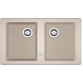 lavello integrato 2 vasche boston sahara fragranite l 50 x l 86 cm sabbia