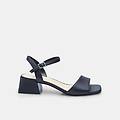 sandali in pelle da donna con tacco nero
