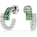 SWAROVSKI orecchini a cerchio matrix taglio misto verdi placcato rodio os