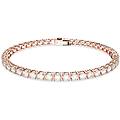 braccialetto matrix tennis taglio round bianco placcato color oro rosa xl