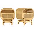 comodino con cassetto in rattan luwak