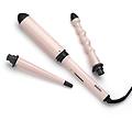 arricciacapelli curl & wave trio ceramica 180&deg;c-210&deg;c 2 impostazioni 3 testine rosa