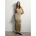 - abito lungo in maglia beige con dettagli traforati e lurex donna beige chiaro taglia xs