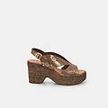 sandali da donna in nubuck con zeppa marrone