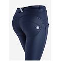 pantaloni push up wr. up vita regular tessuto coated lucido blue donna extra large
