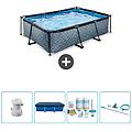 - piscina fuori terra rettangolo 220x150x65 cm grigio include accessori coordinati cb7