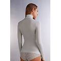 maglia in modal ultralight con cashmere collo alto donna grigio chiaro taglia l