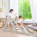 set di arrampicata per bambini con scivolo 2-in-1 arrampicatore in legno regolabile a gradi grigio