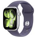 watch series 11 gps + cellular 42mm cassa alluminio argento con sport band viola nebbia m/l