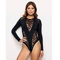 body da sera con dettagli in pizzo sensual cuts / nero / m nero