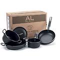 pentole batteria pentole per 2-3 persone in alluminio antiaderente al-black 5 pezzi