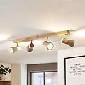 filiz faretto a 4 luci 77 cm legno cemento e14