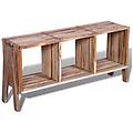 - mobiletto tv con 3 mensole impilabile in legno anticato di teak