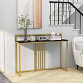 tavolo da ingresso lungo 120cm consolle con piano effetto marmorino sponda struttura in metallo