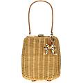 borsa a mano 'brown rattan bag with keychain'