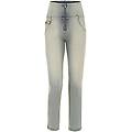 jeans push up wr. up wide bottom in denim navetta sabbiato light blue denim-jellow seams donna