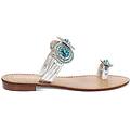 sandali bassi donna argento con pietre blu in laminato