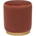 puf rotondo in velluto rosso mattone e metallo dorato d40 cm amaya