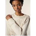 felpa girocollo comfort fit donna con fantasia floreale allover leaves white sand-w. s. donna large