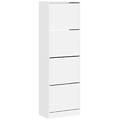 - scarpiera con 4 cassetti ribaltabili bianca 60x34x187 5 cm