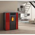 stufa a pellet mod. alice 14 3 kw ad aria ventilata in acciaio rosso