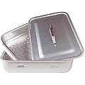pentole vaporiera rettangolare in alluminio 3mm con coperchio dim. 45x30cm