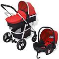 - passeggino 3 in 1 in alluminio colore rosso e nero