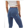 jeggings push up wr. up superskinny vita alta con zip light blue-seams on tone donna small