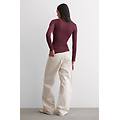 maglia scollo a v ultralight con cashmere e pizzo donna bordeaux taglia m