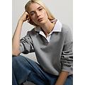 - felpa grigia con colletto a contrasto in misto cotone regular fit donna bianco/grigio taglia xs