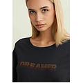 t-shirt a maniche lunghe con scritta dreamer in strass nero donna small