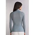 maglia in modal ultralight con cashmere collo alto donna blu taglia l