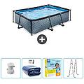 - piscina fuori terra rettangolo 220x150x65 cm grigio include accessori coordinati cb71