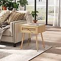 comodino in rattan con spazio di stoccaggio comodino con cassetto e gambe in legno massello