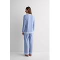 pigiama lungo aperto davanti in modal con pizzo donna blu taglia l